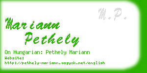 mariann pethely business card